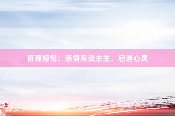 哲理短句:感悟东谈主生,启迪心灵